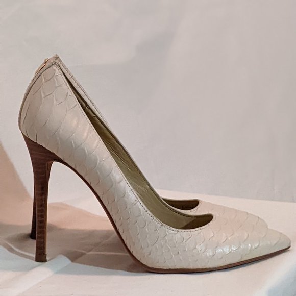 Coach High Heels - White Crocodile Embossed Leather - W 7.5 - Picture 2 of 6